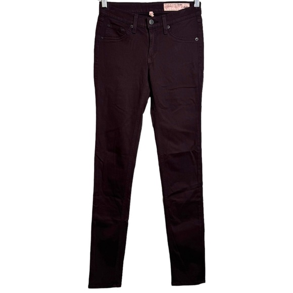 Rag and Bone Jean for Aritzia Mid Rise Skinny Leg Wine Brown Red Jegging 25 - Picture 1 of 15